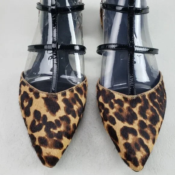 Marc Fisher Scoutly Cage Calf Hair Flats Womens 7.5 Leopard Print Pointed Toe - Picture 4 of 12